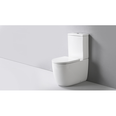 QeramiQ Dely Swirl Toilet sur pied - sans bord de rinçage - système de chasse geberit - abattant slim - blanc brillant