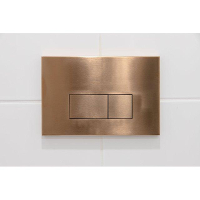 Adema Salina 2.0 Ensemble WC - 48.5x36x32cm - cuvette profonde - sans rebord de rinçage - réservoir encastré QeramiQ - softclose - quickrelease - abattant de WC - plaque de commande métallique cuivrée - boutons rectangulaires - blanc