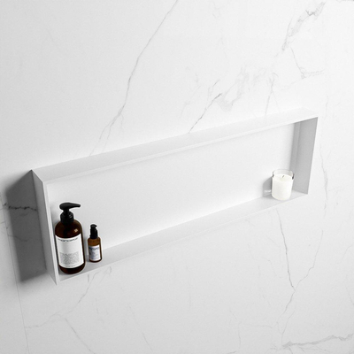 Mondiaz Easy nis 29.5x89.5x8cm - inbouw/opbouw - 1 open vak - Solid surface - Talc