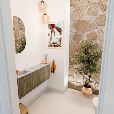 Mondiaz JOYA-DLUX Meuble de toilette 111,6 cm - arrondi droit couleur Dusk - Vasque FAYE position Gauche 1 trou de robinet couleur Glace