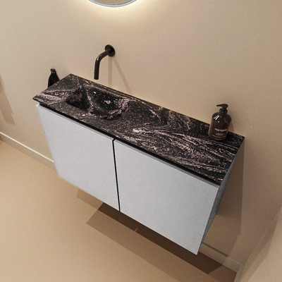 MONDIAZ TURE-DLUX Meuble toilette - 80cm - Plata - EDEN - vasque Lava - position gauche - sans trou de robinet