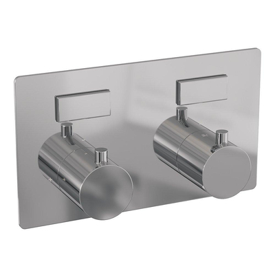 Brauer Chrome Edition douche thermostatique à effet pluie avec bouton poussoir 52 30cm pommeau de douche bras mural courbe barre de douche douche à main flexible de douche raccord mural coude chromé