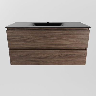 Mondiaz AIVY Ensemble de meuble - 100x45x50cm - 1 trou de robinet - 1 vasque Urban Solid surface - Centre - 2 tiroirs - avec miroir - Melamine Mocha