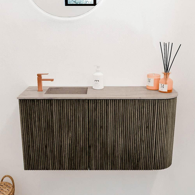 Mondiaz JOYA-DLUX 81.6cm toiletmeubel - ronding rechts kleur Shadow - Wastafel FAYE positie Links 1 kraangat kleur Saba.