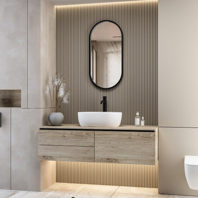 Arcqua Framed Miroir - 40x80cm - ovale - vertical - LED avant - noir mat