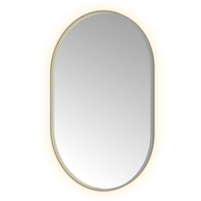 Hotbath &MORE Spiegel Oval - 80x120cm - direct en indirect LED - spiegelverwarming - dimbaar - met afstandsbediening - PVD - geborsteld gunmetal antraciet