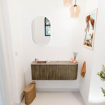Mondiaz JOYA-DLUX 111.6cm toiletmeubel - ronding rechts kleur Dusk - Wastafel FAYE positie Links 1 kraangat kleur Arena.