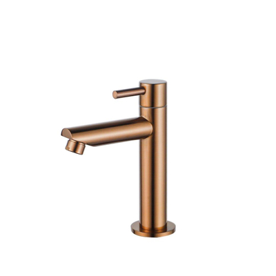 Fortifura Calvi - Ensemble lave-mains avec robinet bas à poser, bonde non obturable et siphon design en cuivre brossé PVD