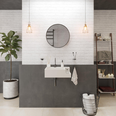 Ideavit SolidDual Wastafel 50x36x15,5cm 1 kraangat 1 wasbak Solid Surface wit mat