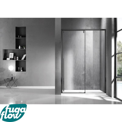 FugaFlow Efficiente Vetro porte coulissante - 160x200cm - fermeture douce - gauche/droite - noir mat