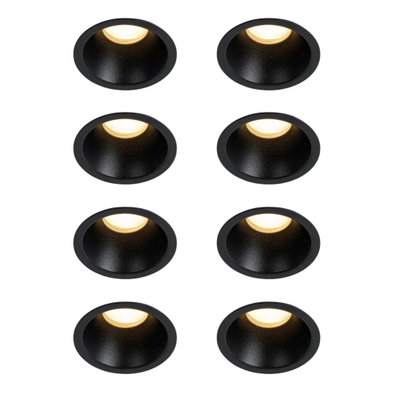QAZQA Dept spot encastrable - set de 8 - 7,8x7,8x6,5cm - dimmable - IP44 - noir mat