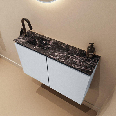 MONDIAZ TURE-DLUX Meuble toilette - 80cm - Clay - EDEN - vasque Lava - position gauche - 1 trou de robinet
