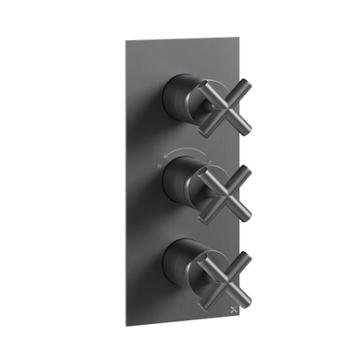 Crosswater MPRO Crosshead Inbouwkraan - zonder inbouwdeel - 3 handgreep - slate gunmetal (antraciet)