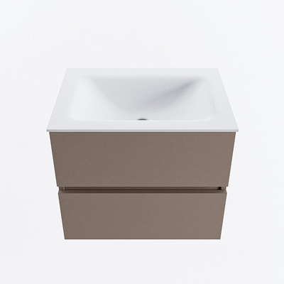 Mondiaz VICA ensemble de meuble de salle de bain - 60cm - meuble sous-vasque fumée - 2 tiroirs - lavabo nuage milieu - sans trous de robinet - version haute 60cm - talc