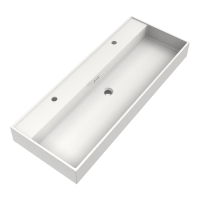 BRAUER Gravity lavabo - 120x46x2cm - 1 bassin - 2 trous de robinet - marbre minéral - blanc satiné
