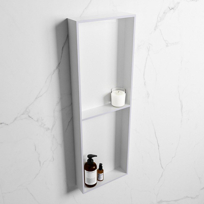 Mondiaz Easy nis 29.5x149.5x8cm voor Inbouw/opbouw 2 open vakken Solid surface Talc/Cale