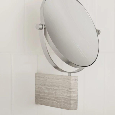Marble Vanity Miroir cosmétique, mural | H 26,5 cm, L 21 cm, P 2 cm Miroir cosmétique en marbre avec support mural
