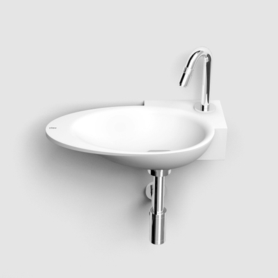 Clou First Vasque lave mains 38.8x8x24.6cm avec trou perçable et bonde droite cristalplant blanc