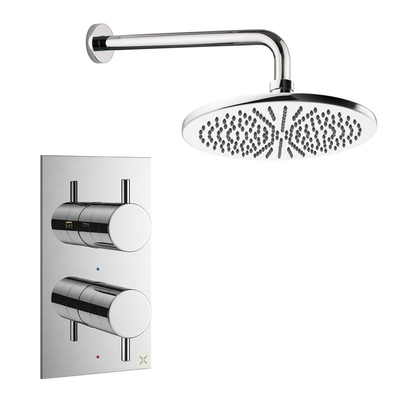 Crosswater MPRO Regendoucheset inbouw - 2 hendels - 30cm douchekop - wandarm - chroom