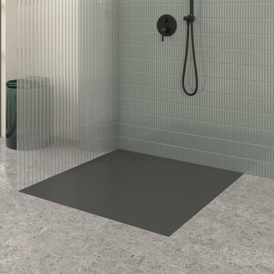Villeroy & Boch Ecora douchebak - 100x100x3.5cm - hoekafvoer - anthracite (antraciet)