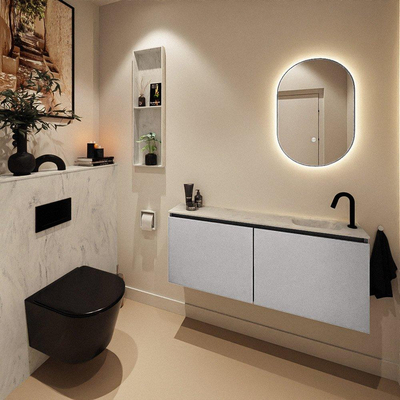 MONDIAZ TURE-DLUX 120cm toiletmeubel Plata. EDEN wastafel Opalo positie rechts. Met 1 kraangat.