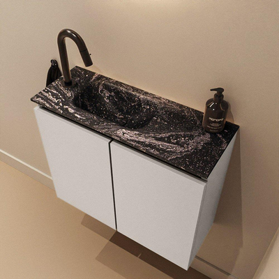 MONDIAZ TURE-DLUX 60cm toiletmeubel Linen. EDEN wastafel Lava positie links. Met 1 kraangat.