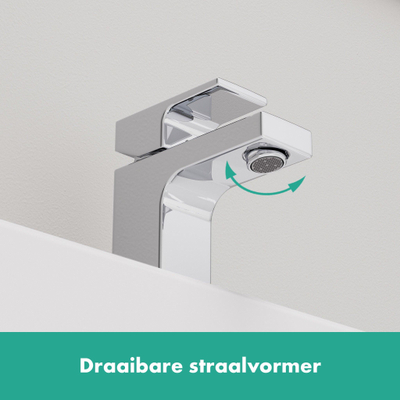 Hansgrohe Vernis Shape 1 greeps wastafelkraan - 70 zinc - zonder afvoer - hoogglans chroom