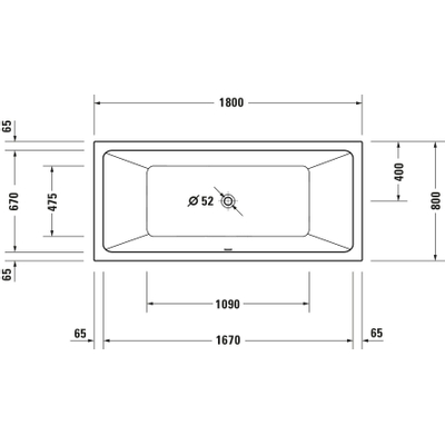 Duravit No.1 Inbouwbad - 180x80cm acryl - glans wit