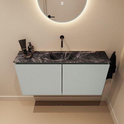 MONDIAZ TURE-DLUX Meuble toilette - 100cm - Greey - EDEN - vasque Lava - position centrale - sans trou de robinet