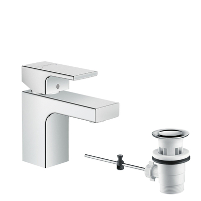 Hansgrohe Vernis Shape 1 greeps wastafelkraan - 70 zinc - met trekwaste - hoogglans chroom