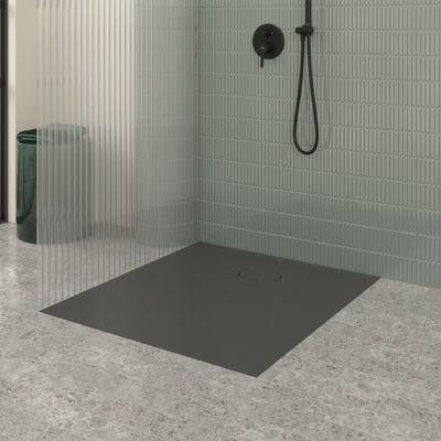 Villeroy & Boch Ecora douchebak - 100x90x3.5cm - afvoer korte zijde - anthracite (antraciet)