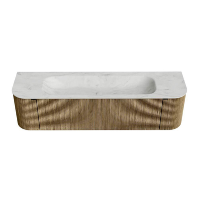 Mondiaz KURVE-DLUX Badkamermeubelset - 170x46x40cm - 1 lade - 2 deuren - wastafel solid surface - midden - 1 kraangat - Dusk