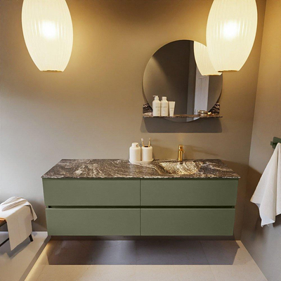 Mondiaz VICA-DLUX ensemble de meuble de salle de bain - 150cm - meuble sous-vasque armée - 4 tiroirs - lavabo encastré nuage droite - 1 trou de robinet - version haute 60cm - lave