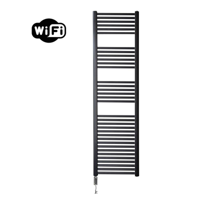 Sanicare HVW Elektrische Radiator - 172x45cm - 920W - wifi - thermostaat - chroom - linksonder - mat zwart
