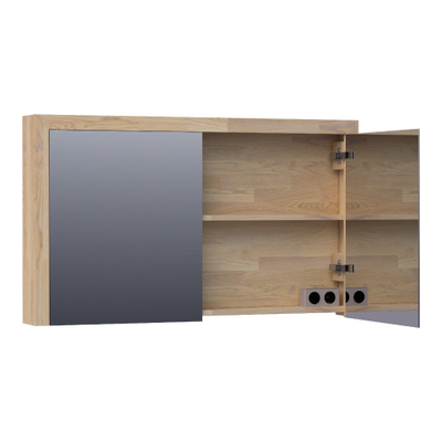 BRAUER Rise armoire de toilette - 120x70x15cm - sans éclairage - 2 portes miroir doubles faces - chêne à joints digitaux gris