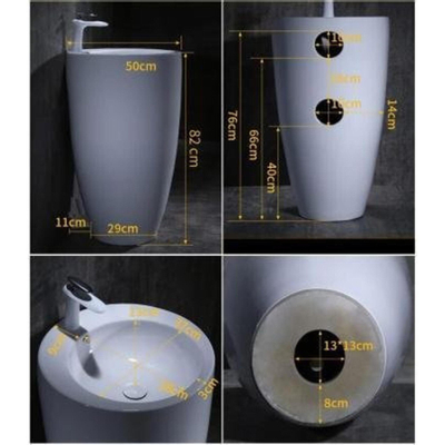 Xellanz Noa wastafel vrijstaand porselein zonder sifon met overloop 50x50x83cm wit SHOWROOMMODEL