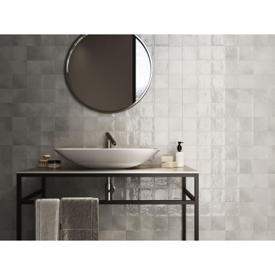 ÉCHANTILLON Terravito Bemare carreau mural - 10x10cm - 8mm - Carré - Gris brillant
