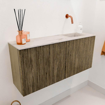 Mondiaz JOYA-DLUX 90cm toiletmeubel - kleur Dusk - Wastafel FAYE positie Rechts Zonder kraangat kleur Nata.