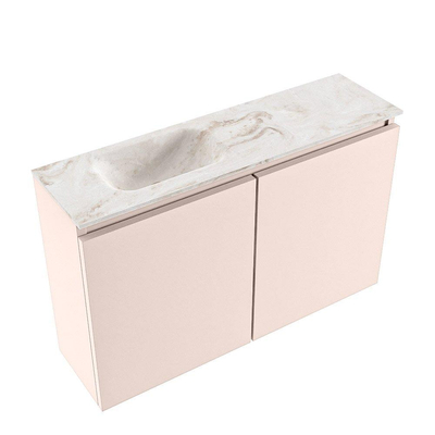 MONDIAZ TURE-DLUX 80cm toiletmeubel Rosee. EDEN wastafel Frappe positie links. Zonder kraangat.