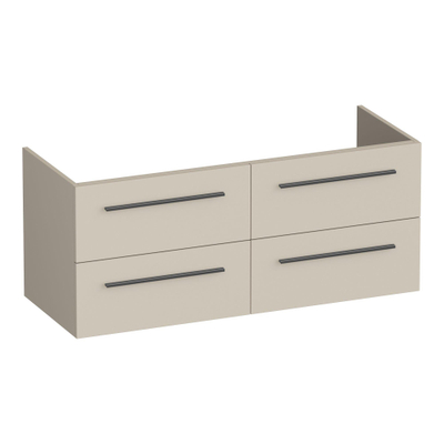 BRAUER Trust wastafelonderkast 120 excl. opbouwgrepen 4 softclose lades en 2 sifon uitsparingen - mat beige