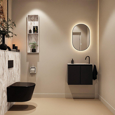 MONDIAZ TURE-DLUX Meuble toilette - 60cm - Urban - EDEN - vasque Glace - position droite - 1 trou de robinet