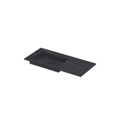 INK Post wastafel - 100x45x1cm - 1 wasbak links - 0 kraangaten - keramiek Lauren black mat