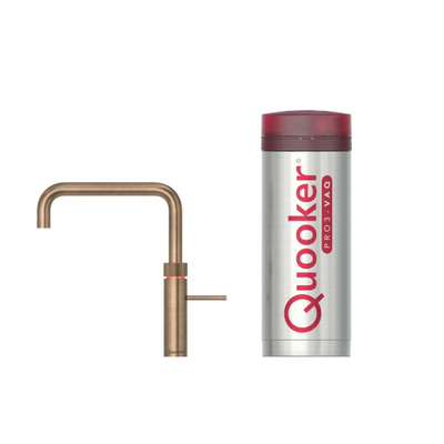 Quooker BE Fusion Square robinet d'eau bouillante - bec pivotant - réservoir PRO3 - Eau chaude / bouillante - Laiton patiné