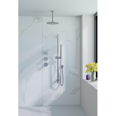 Fortifura Nebbio ensemble de douche pluie apparent – bras de plafond 20 cm – douchette bâton 1 jet – barre de douche 91 cm – chrome