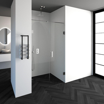BRAUER Void nisdeur 2-delig helder glas 120x200 omkeerbaar met draaideur 60 aan muur incl. glascoating chroom