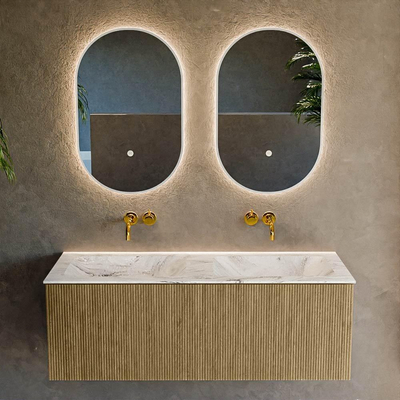 Mondiaz KURVE-DLUX Badkamermeubelset - 120x46x40cm - 1 lade - wastafel solid surface - dubbel - zonder kraangat - Dusk