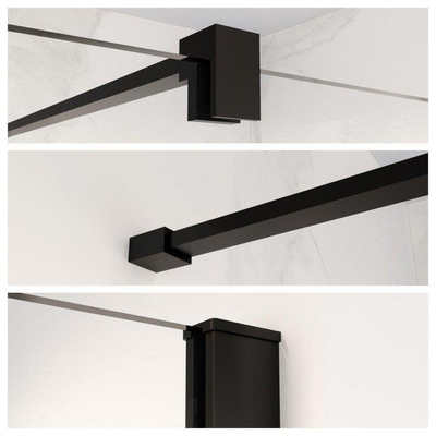 FugaFlow Eccelente Vetro Douchecabine - 70x180x200 - Profiel veiligheidsglas - anti kalk - mat zwart