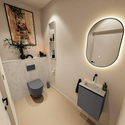 MONDIAZ TURE-DLUX Meuble toilette - 40cm - Dark Grey - EDEN - vasque Opalo - position centrale - sans trou de robinet