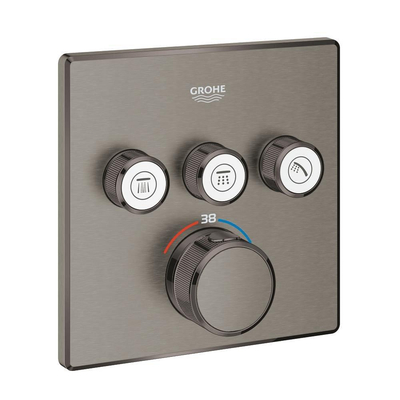 Grohe Grohtherm SmartControl Inbouwthermostaat - 4 knoppen - vierkant - brushed hard graphite (antraciet)