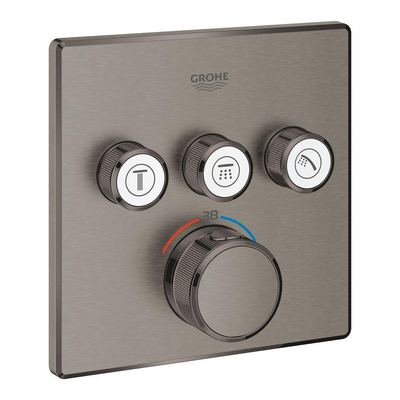 Grohe Grohtherm SmartControl Inbouwthermostaat - 4 knoppen - vierkant - brushed hard graphite